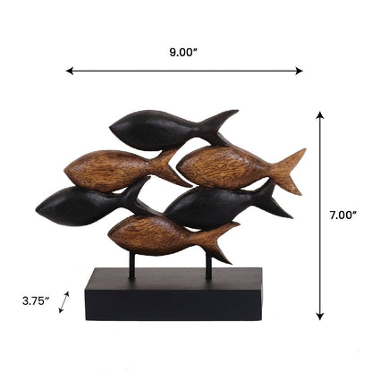 School of Fish Handmade Wooden Sculpture by Decozen