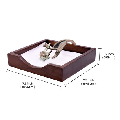 Solid Wood Napkin Holder with Rose Gold Finish Ornament by Decozen