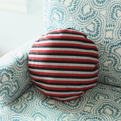 Lurik Round Striped Decorative Round Pillow Cover 16", Circle Pillow by BrunnaCo