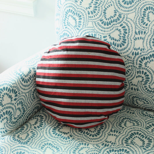 Lurik Round Striped Decorative Round Pillow Cover 16", Circle Pillow by BrunnaCo