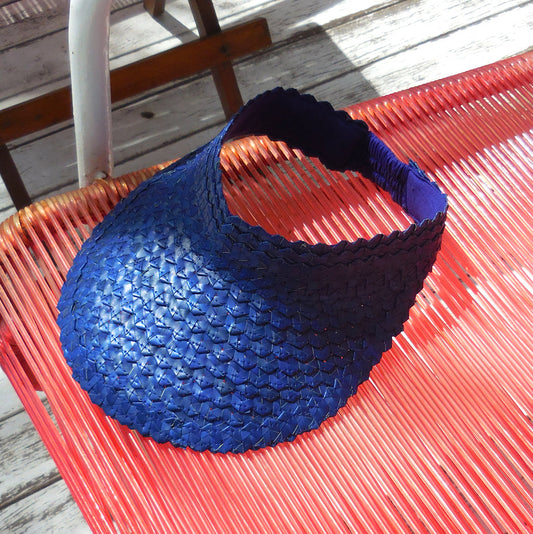 Pandan Visor Straw Hat - Royal Blue by BrunnaCo