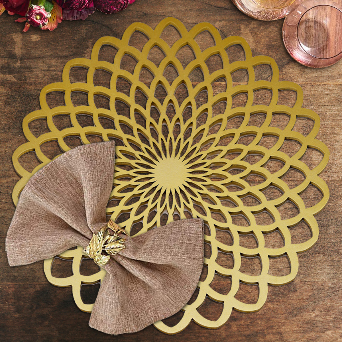 Gold Wooden Trivet Placemats for Dining Table by Decozen