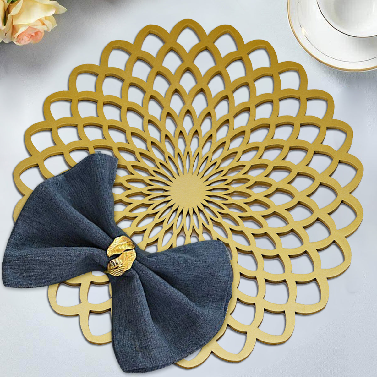 Gold Wooden Trivet Placemats for Dining Table by Decozen