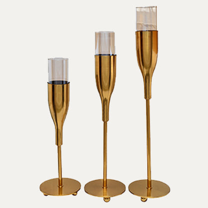 Gold Wine Glass Shaped Candle Holder - Set of 3 by Decozen