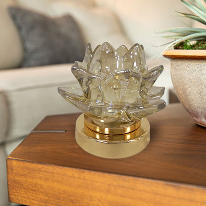 Floral Clear Glass Tea Light Candle Holder by Decozen