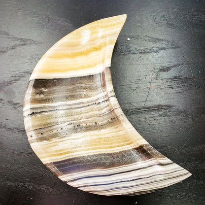 Zebra Onyx Moon Bowl by Whyte Quartz