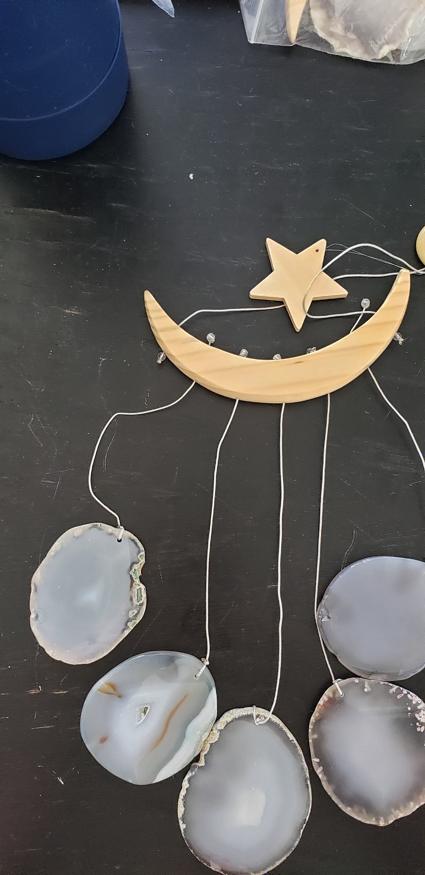 NEW Star & Crescent Moon Agate Wind Chime by Whyte Quartz