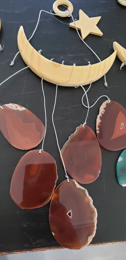 NEW Star & Crescent Moon Agate Wind Chime by Whyte Quartz