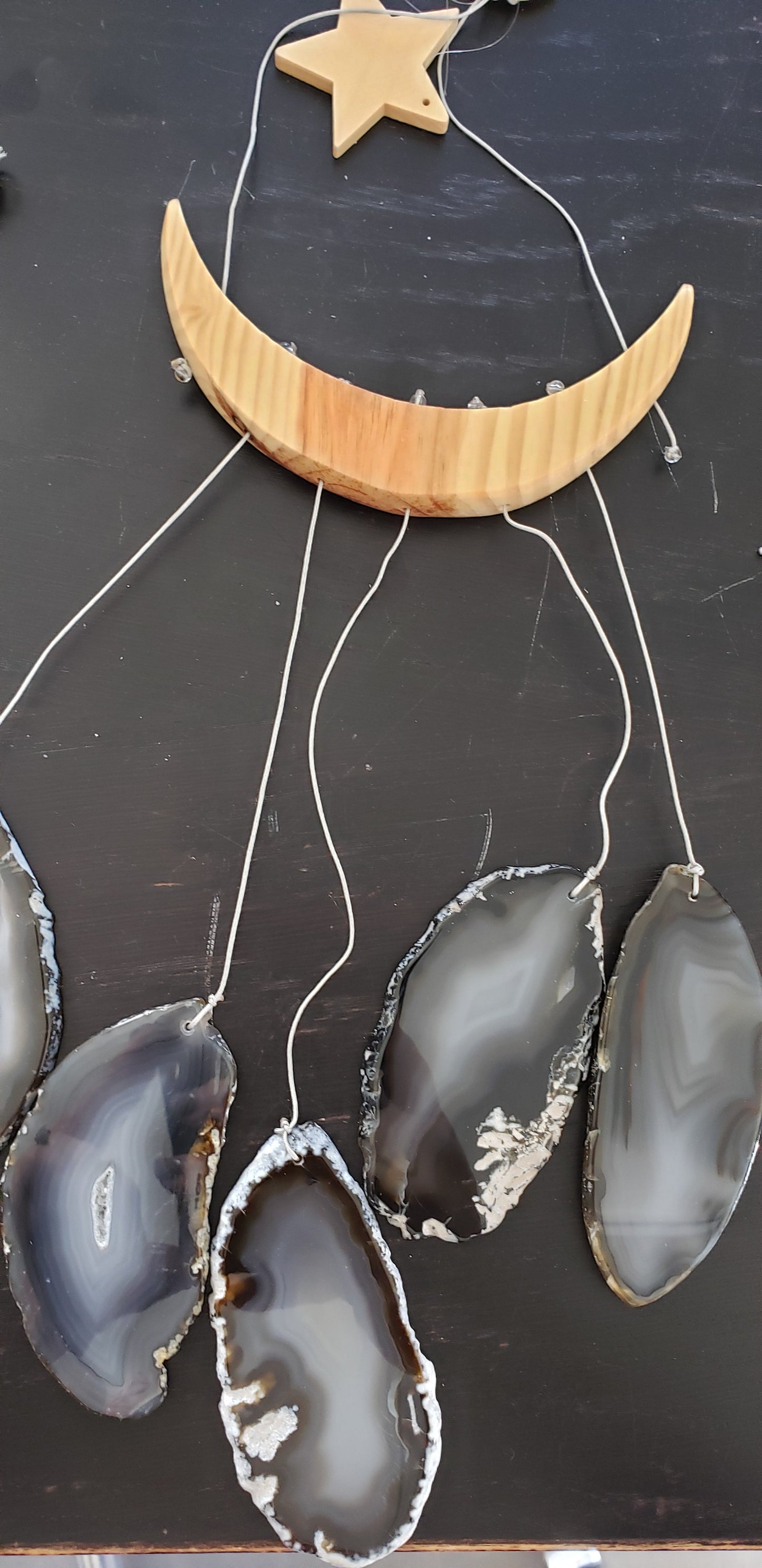 NEW Star & Crescent Moon Agate Wind Chime by Whyte Quartz