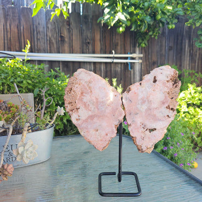 Pink Amethyst Angel Wings on Metal Base by Whyte Quartz