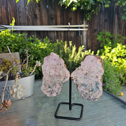 Pink Amethyst Angel Wings on Metal Base by Whyte Quartz