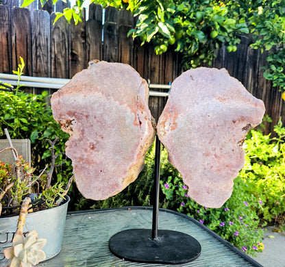 Pink Amethyst Angel Wings on Metal Base by Whyte Quartz