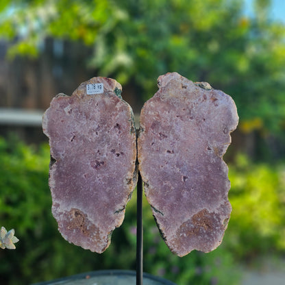 Pink Amethyst Angel Wings on Metal Base by Whyte Quartz