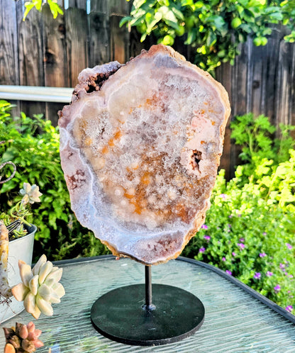 Pink Amethyst on Metal Base by Whyte Quartz