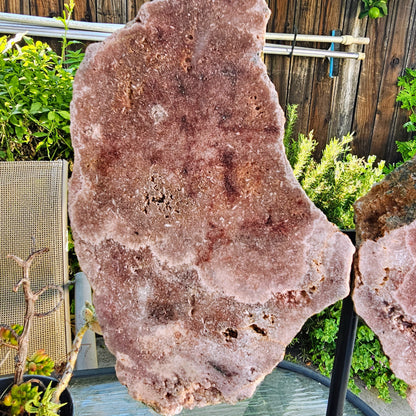 Pink Amethyst Angel Wings on Metal Base by Whyte Quartz