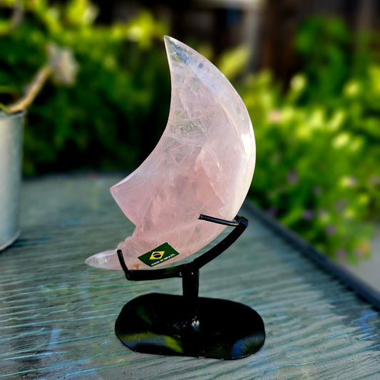 Exquisite Crescent Moon on metal base by Whyte Quartz