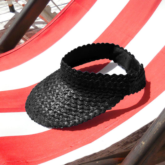 Pandan Visor Straw Hat - Black by BrunnaCo