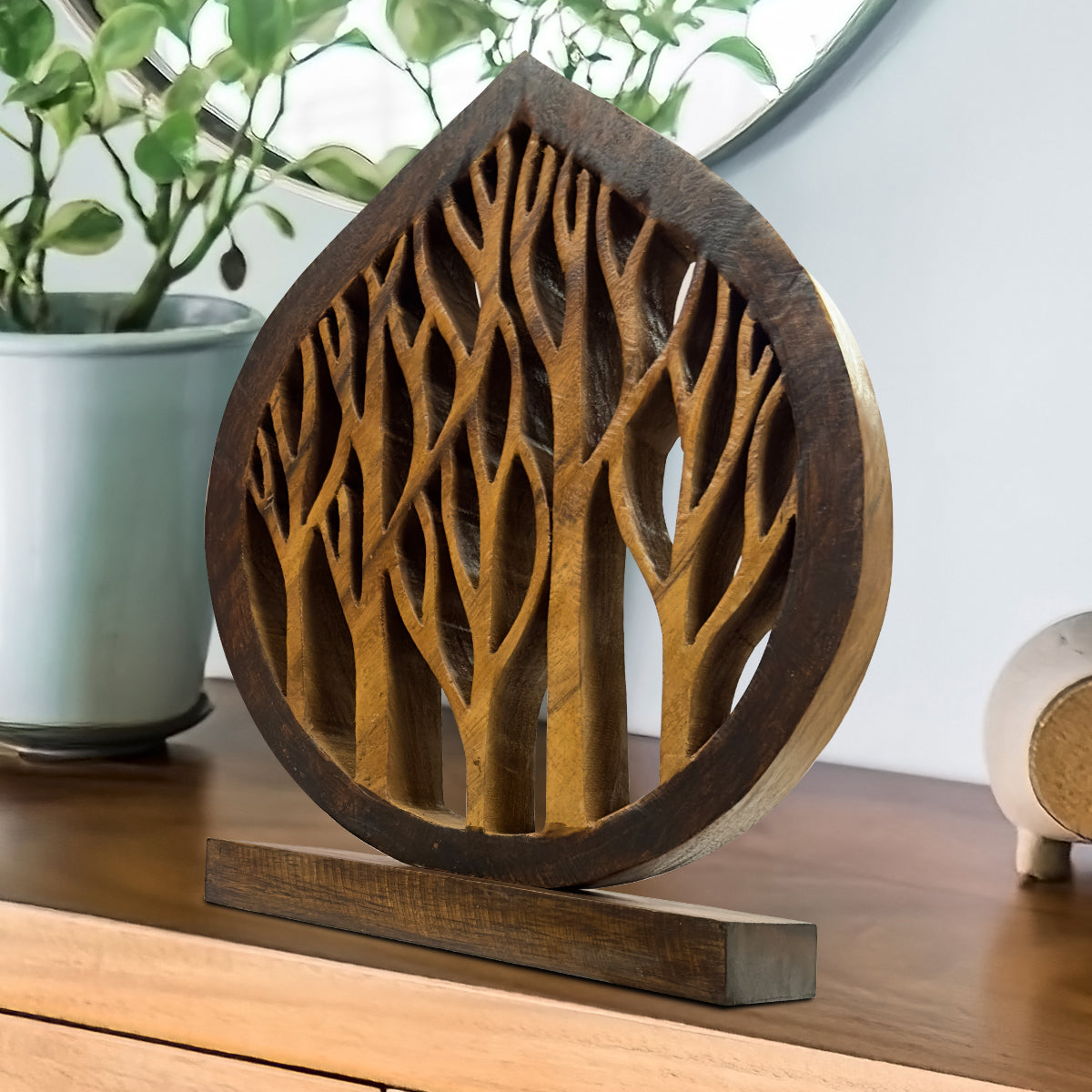 Lucky Tree Handmade Wooden Sculpture by Decozen