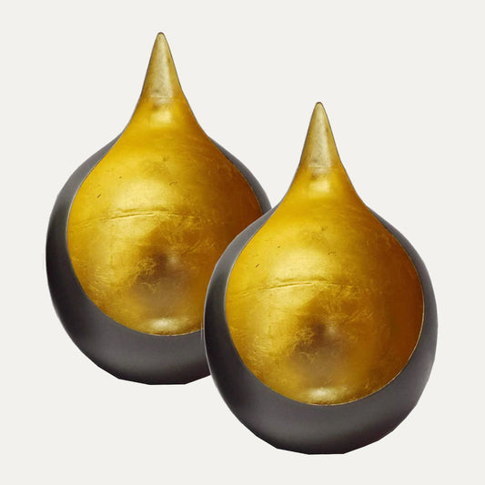 Gold and Black Tea-Light Candle Holders - Set of 2 by Decozen