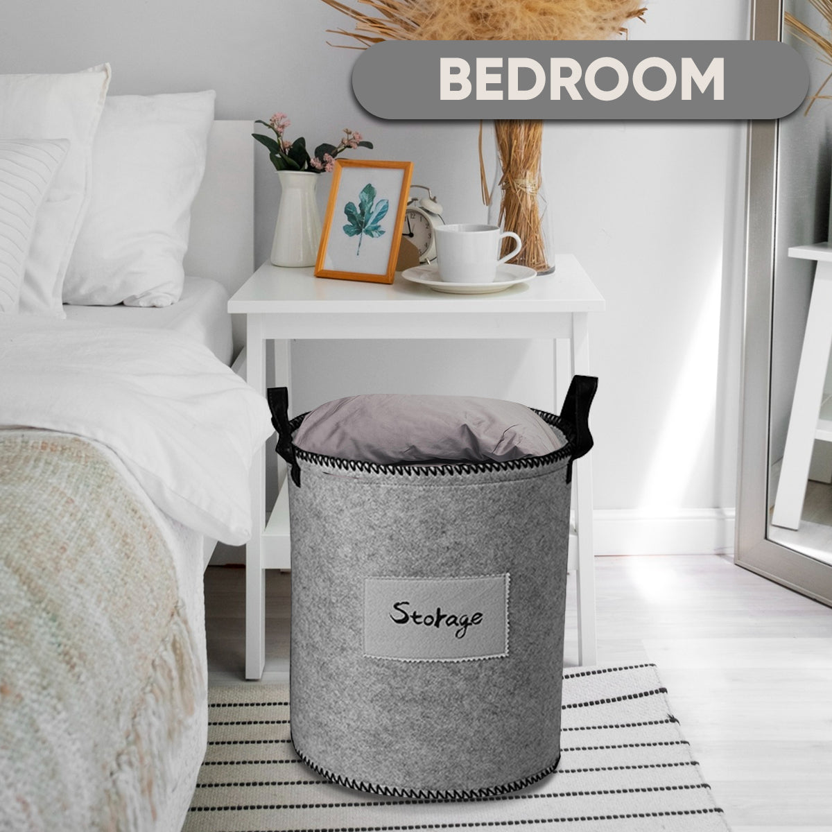 Felt Gray Laundry Hamper and Storage Bin - Set of 3 by Decozen