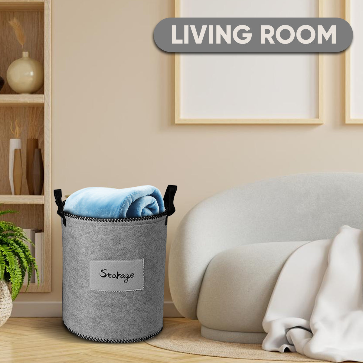 Felt Gray Laundry Hamper and Storage Bin - Set of 3 by Decozen