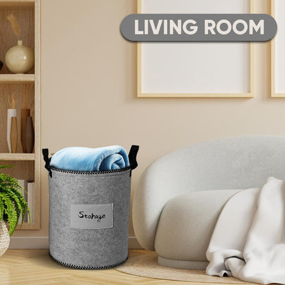 Felt Gray Laundry Hamper and Storage Bin - Set of 3 by Decozen