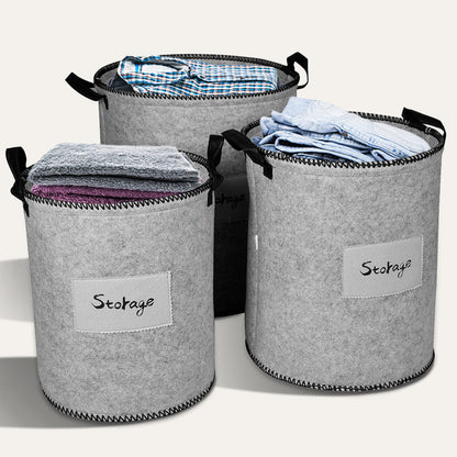 Felt Gray Laundry Hamper and Storage Bin - Set of 3 by Decozen