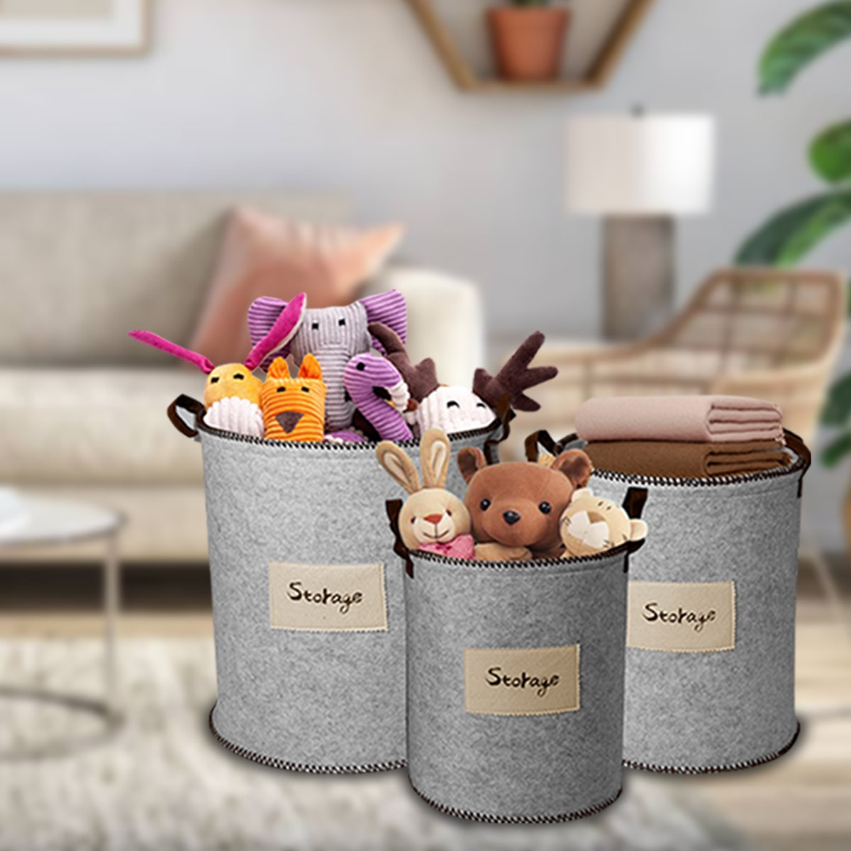 Laundry Hamper and Storage Bin - Set of 3 by Decozen