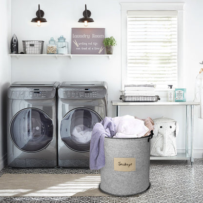 Felt Gray Laundry Hamper and Storage Bin - Set of 3 by Decozen