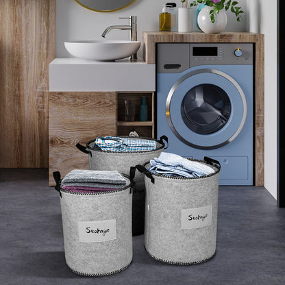 Felt Gray Laundry Hamper and Storage Bin - Set of 3 by Decozen