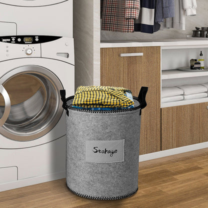 Felt Gray Laundry Hamper and Storage Bin - Set of 3 by Decozen