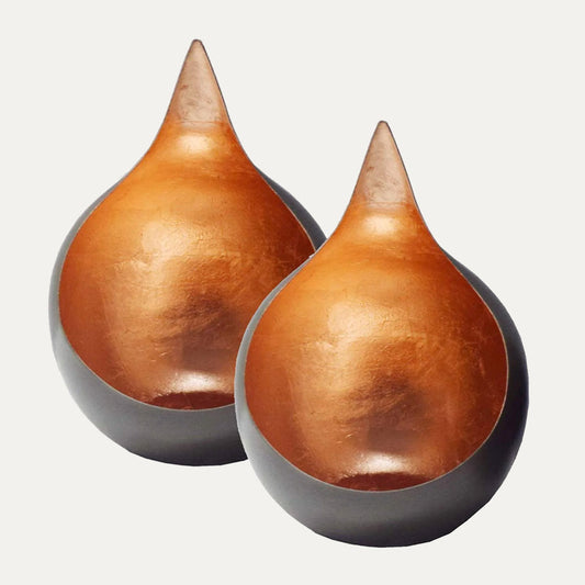 Copper and Black Tea-Light Candle Holders - Set of 2 by Decozen