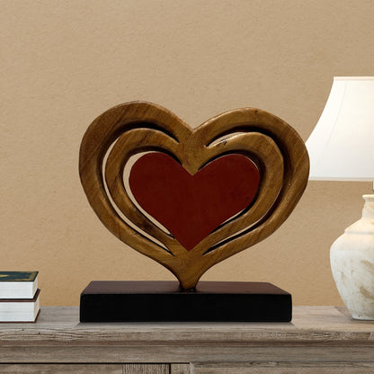 Decozen Home Decor Handmade Wooden Sculpture in Hearts Shape by Decozen