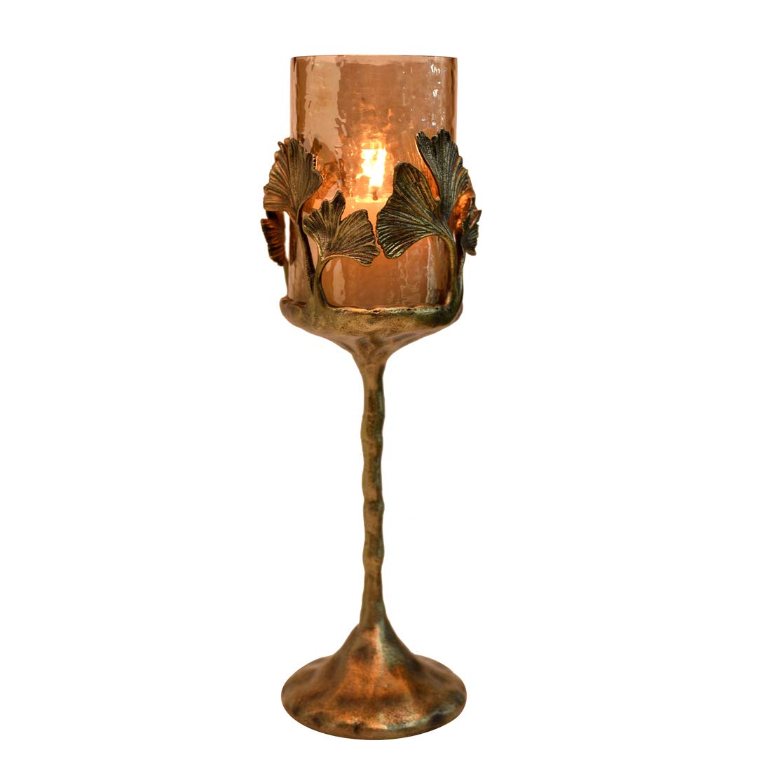 Gold Finished Candle Holder with Glass by Decozen