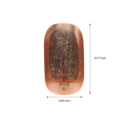 Copper and Gold Wall Candle Sconces with Tree of Life Design by Decozen