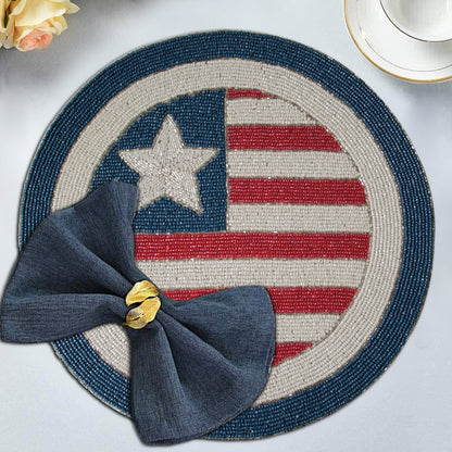 USA Flag Round Beaded Placemats by Decozen