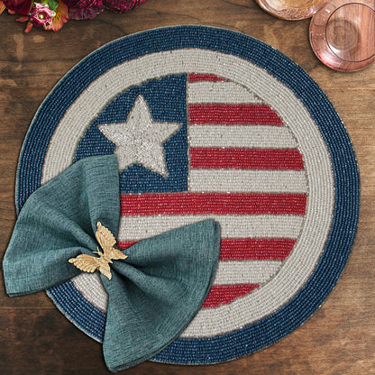 USA Flag Round Beaded Placemats by Decozen