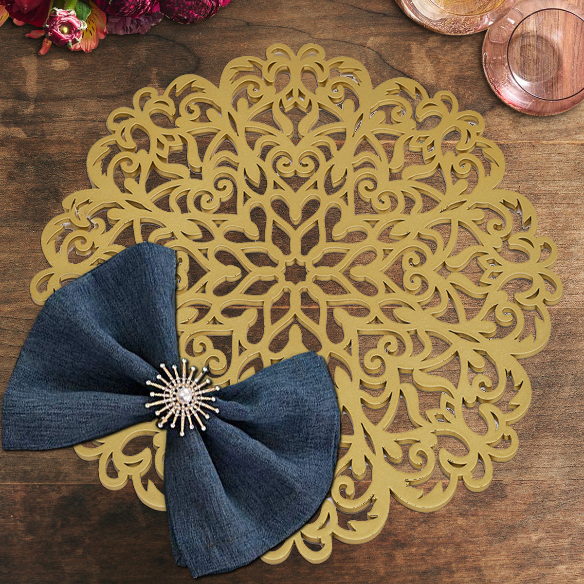 Gold Wooden Trivet Placemats for Dining Table by Decozen