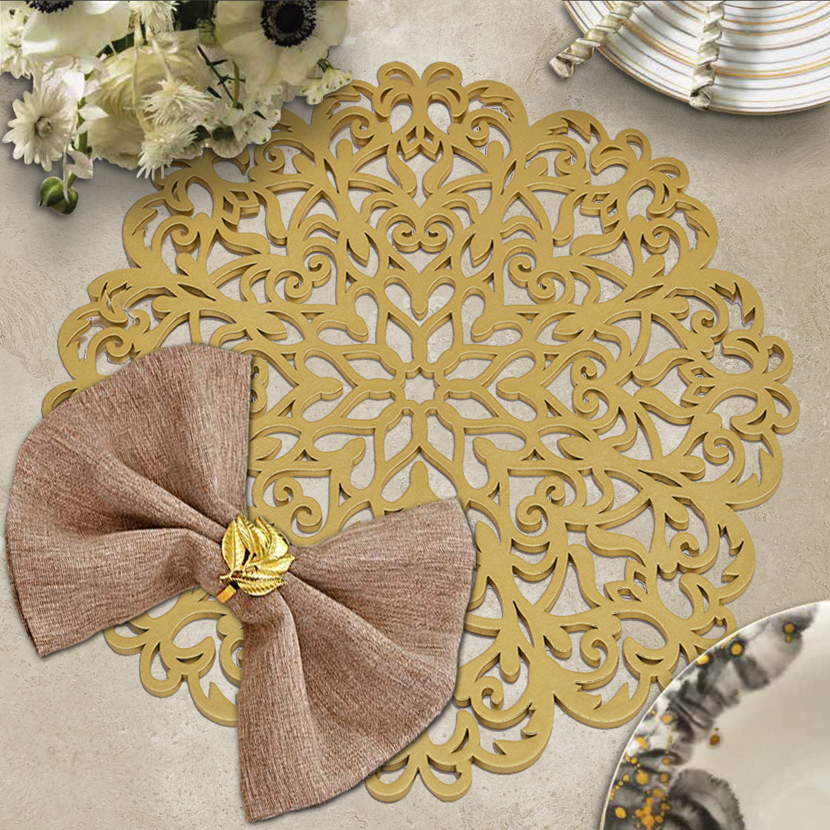 Gold Wooden Trivet Placemats for Dining Table by Decozen