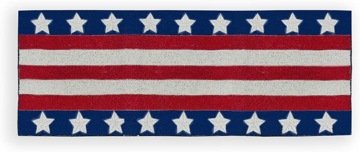 USA Flag Beaded Table Runner by Decozen