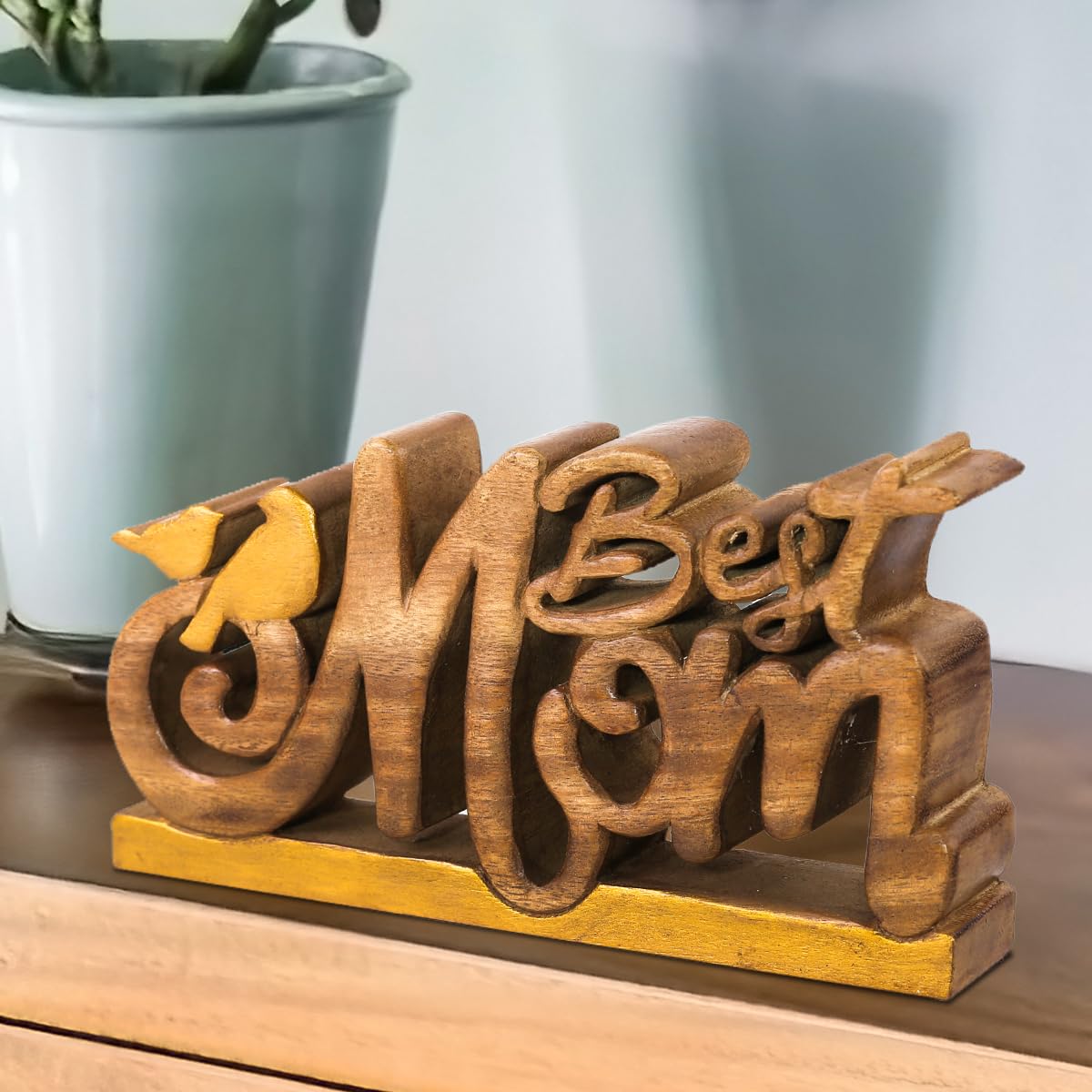 Best Mom Handmade Wooden Sculpture by Decozen