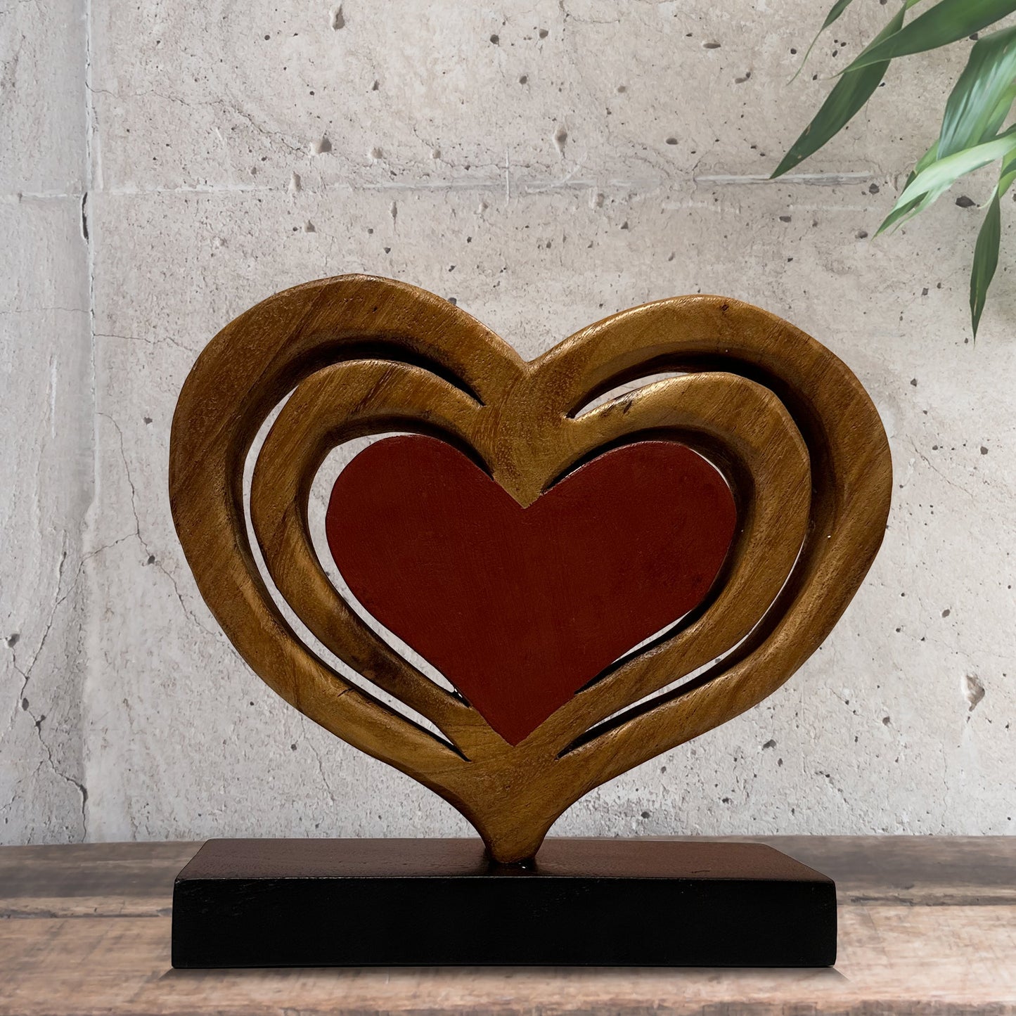 Decozen Home Decor Handmade Wooden Sculpture in Hearts Shape by Decozen