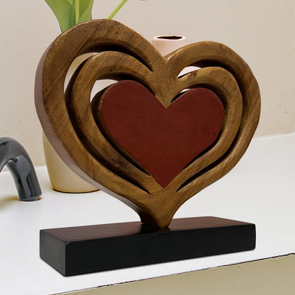 Decozen Home Decor Handmade Wooden Sculpture in Hearts Shape by Decozen