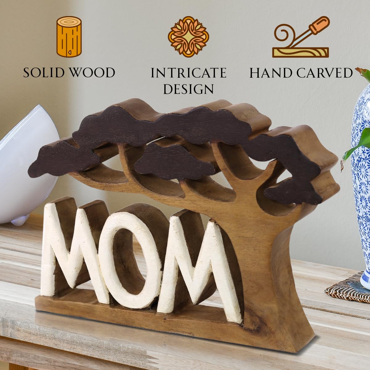 Mom Handmade Wooden Sculpture by Decozen