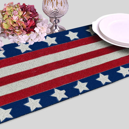 USA Flag Beaded Table Runner by Decozen