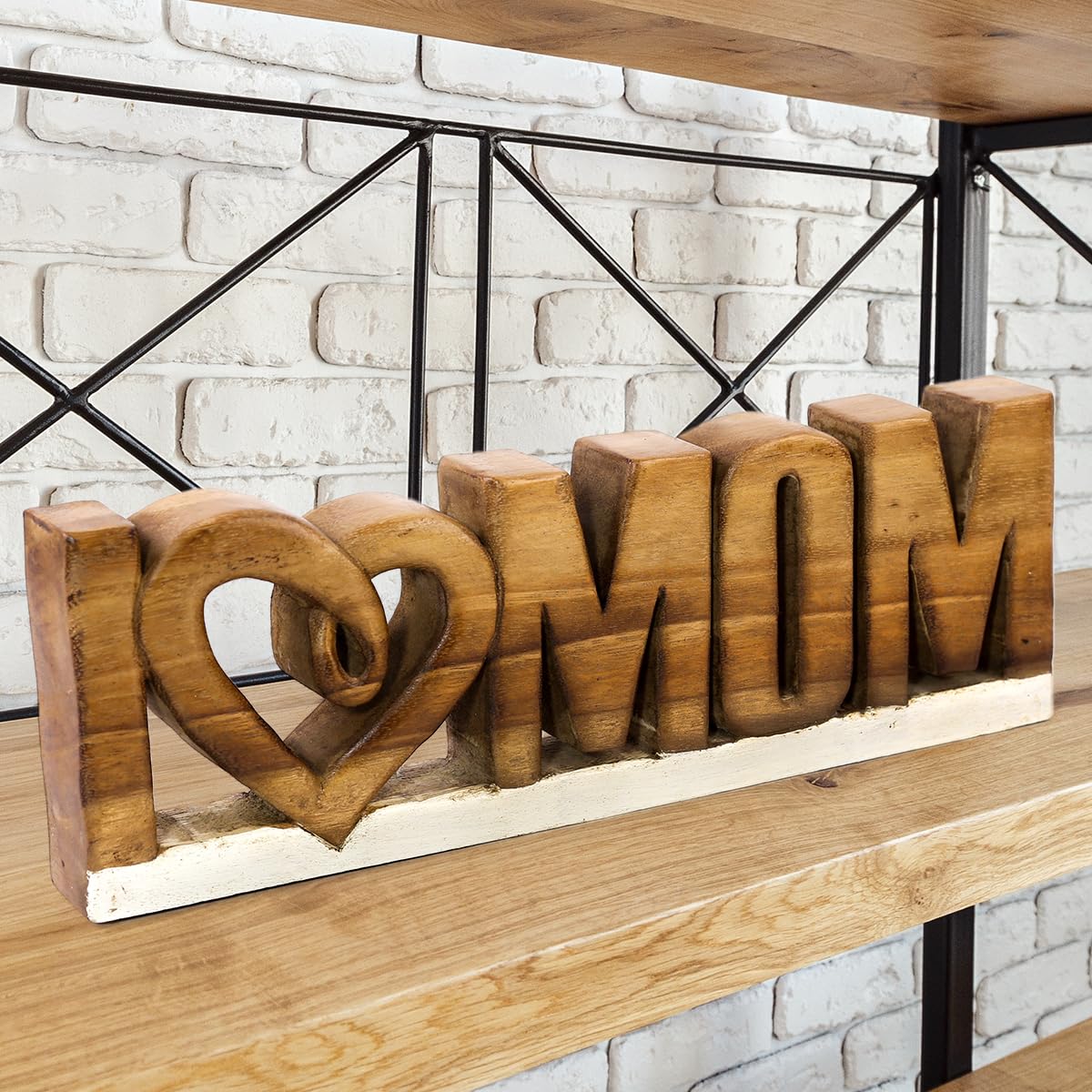 I Love Mom Handmade Wooden Sculpture by Decozen