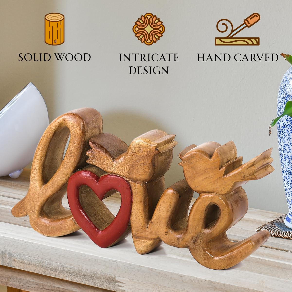 Love Handmade Wooden Sculpture by Decozen