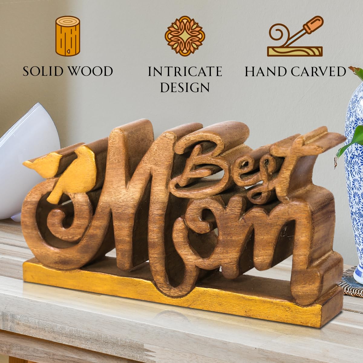 Best Mom Handmade Wooden Sculpture by Decozen