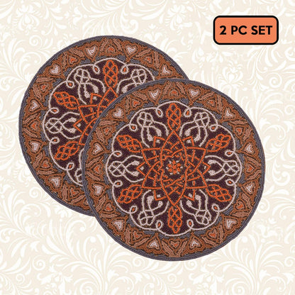 Orange Gray Beaded Placemats by Decozen