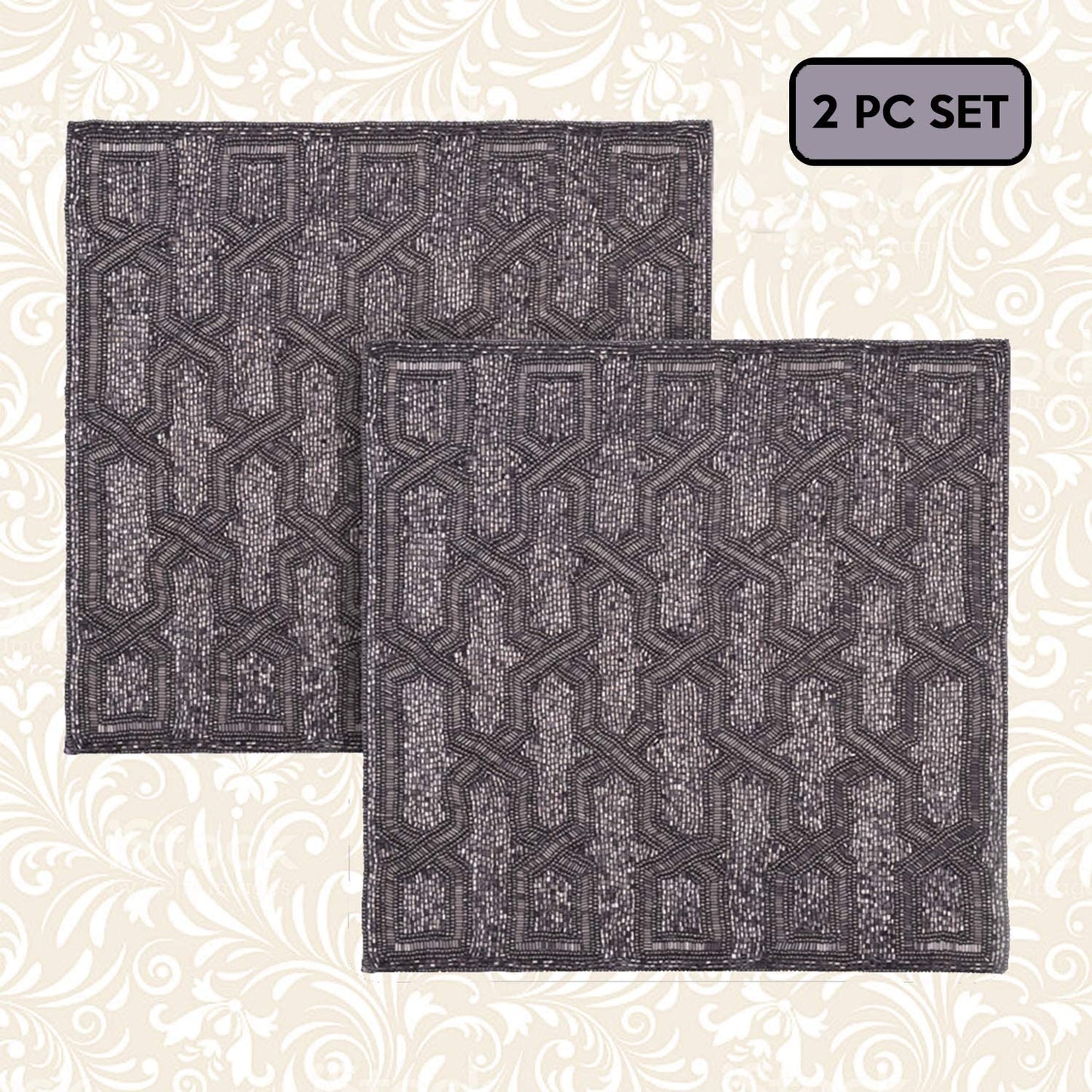 The Creola Beaded Placemats - Set of 2 by Decozen